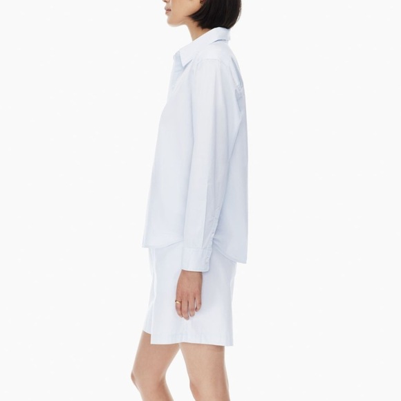Aritzia Wilfred Free Breeze boxer Shorts High Waisted Poplin Cloud Blue Size S - Picture 10 of 14
